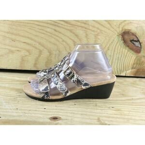 New Vionic Sandals Womens Sz 7 Radia Wedge Snakeprint Multicolor Buckle Shoes